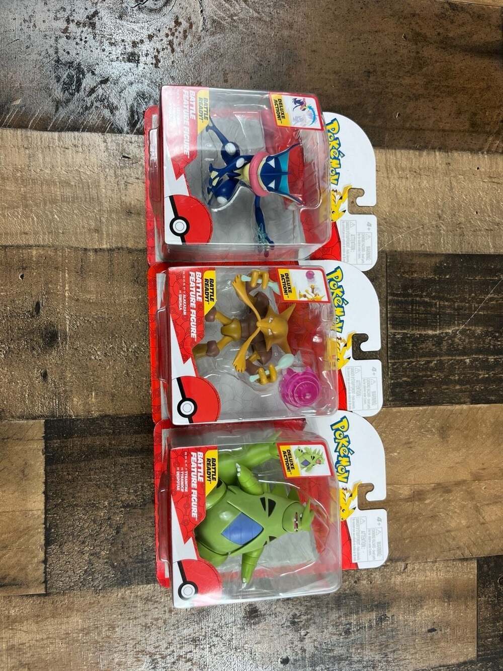 Lot of 3 Pokemon Battle Feature Figures - Greninja, Alakazam, and Tyranitar